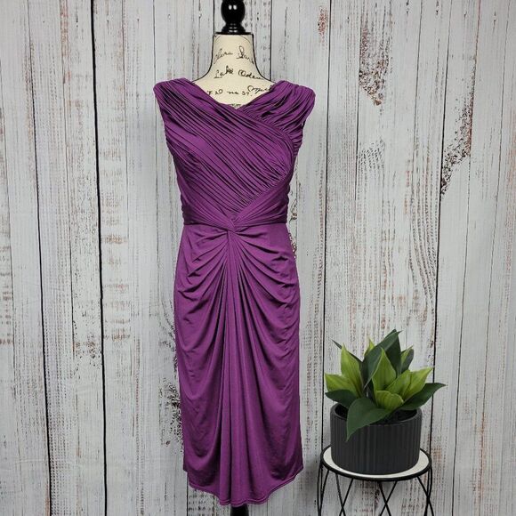 Tadashi Shoji Purple Elegant Dressy Prom Formal Sheath Midi Dress Size Small - Picture 1 of 8